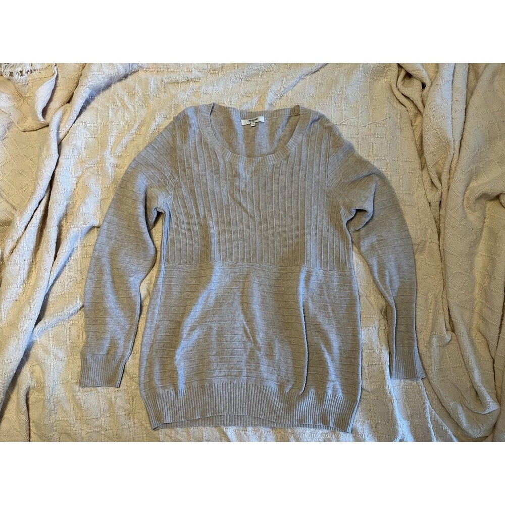 Madewell Womens 1973 Ribbed Textured Sweater Taupe Knit Pullover Small